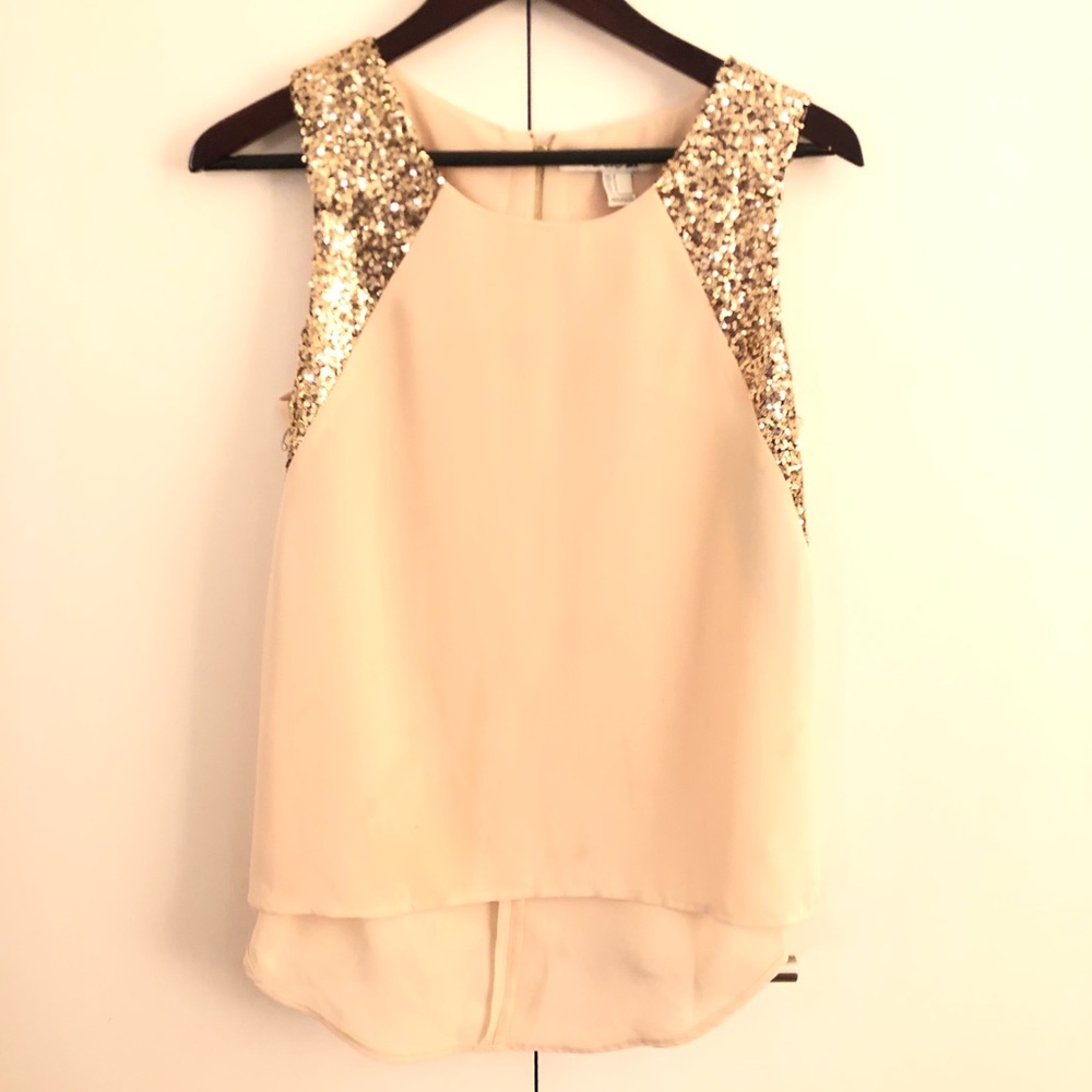 Blush & gold sequin top
